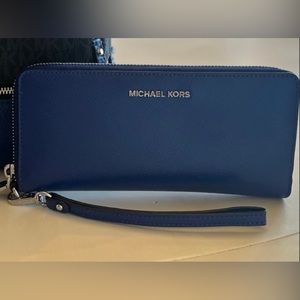 MK leather wristlet wallet